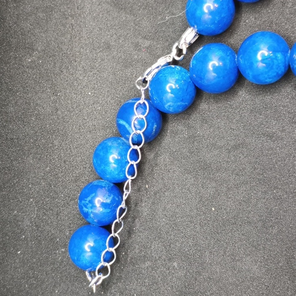 Hand Crafted Blue and Silver Celestial Necklace - Picture 4 of 4